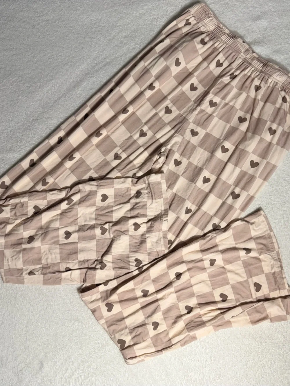 Forever French Bamboo Viscose Heart Checkerboard Lounge Pants - Size M